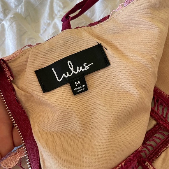 Lulu's Burgundy and Pink Lace Dress - Picture 8 of 11